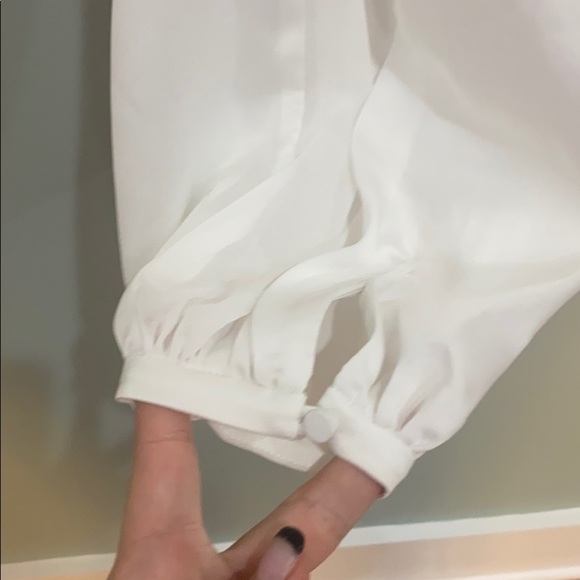 Club Monaco Sheer Combo Blouse Black V Neck Long Sleeve Button Cuff Women's S - Picture 5 of 8